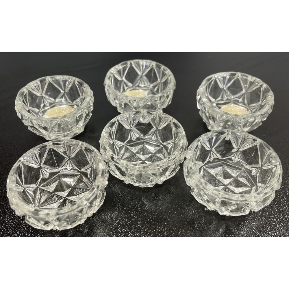 Set Of 6 Vintage Bohemia Glass Clear Open Salt Dips‎